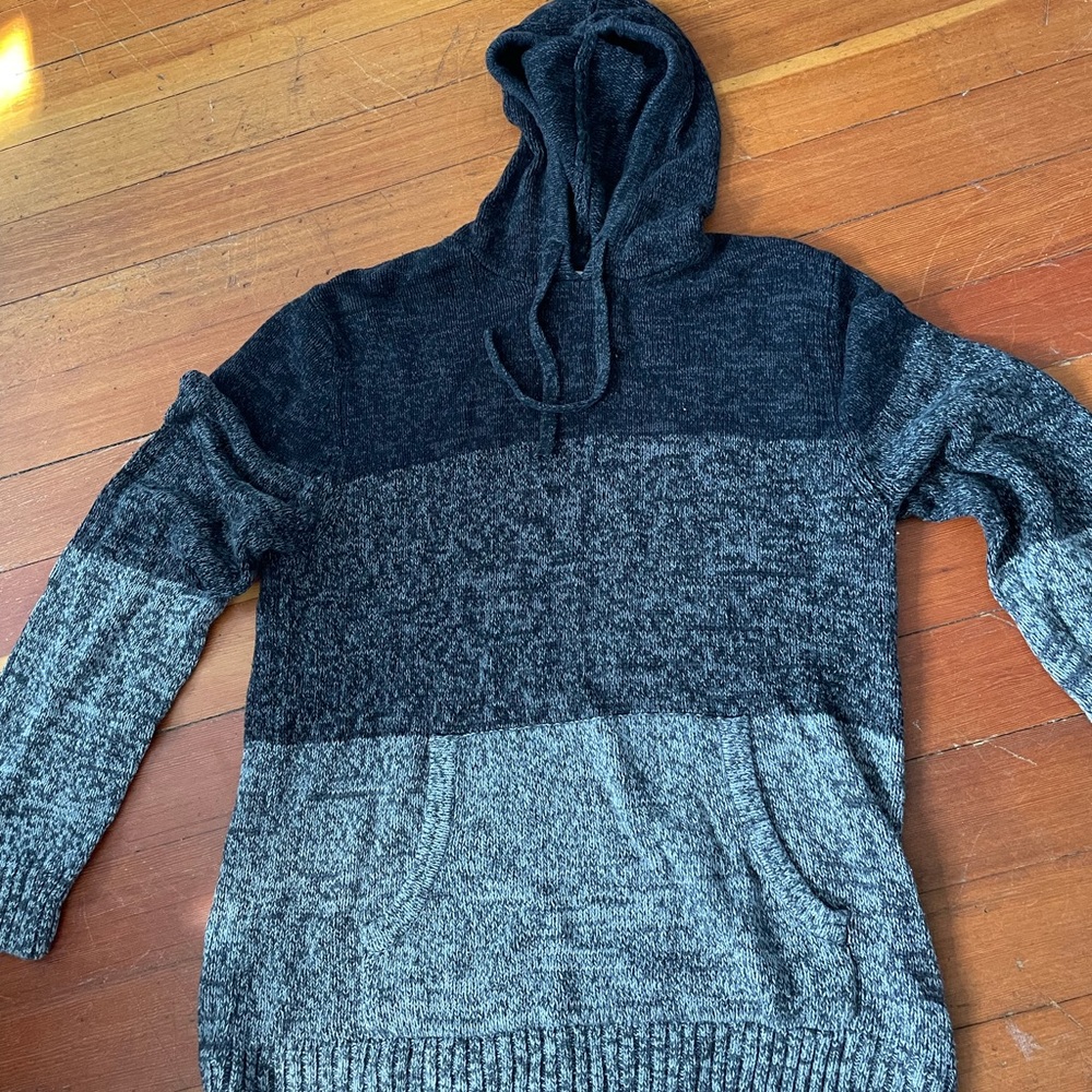 Color block black/charcoal/gray sweater hoodie